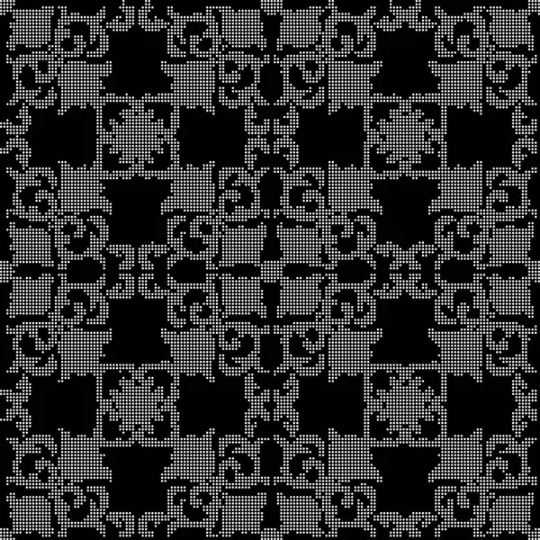 Halbton rund schwarz nahtlos Hintergrund Spirale Kurve quadratisch cro — Stockvektor