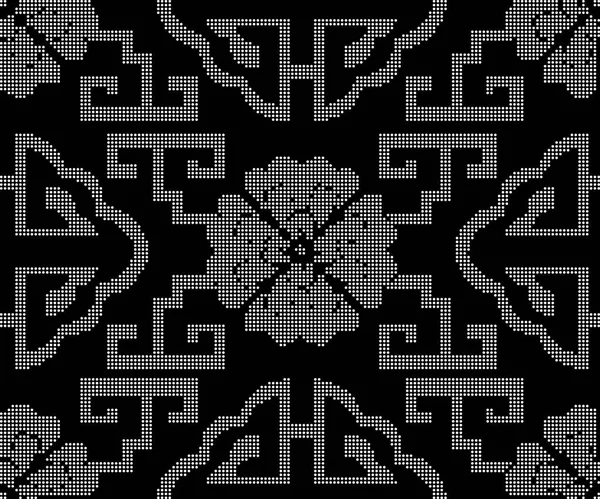 Demi-ton rond noir sans couture fond spirale échelle fleur — Image vectorielle
