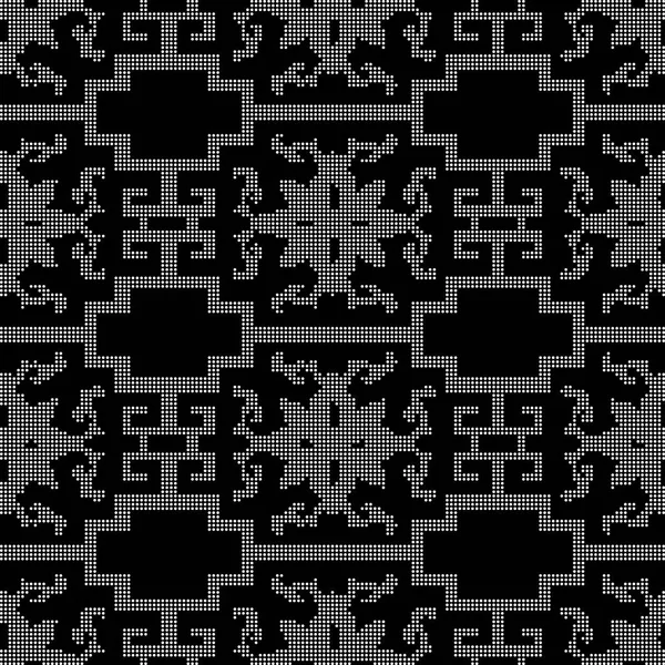 Demi-ton rond noir sans couture arrière-plan croix géométrie cadre fl — Image vectorielle