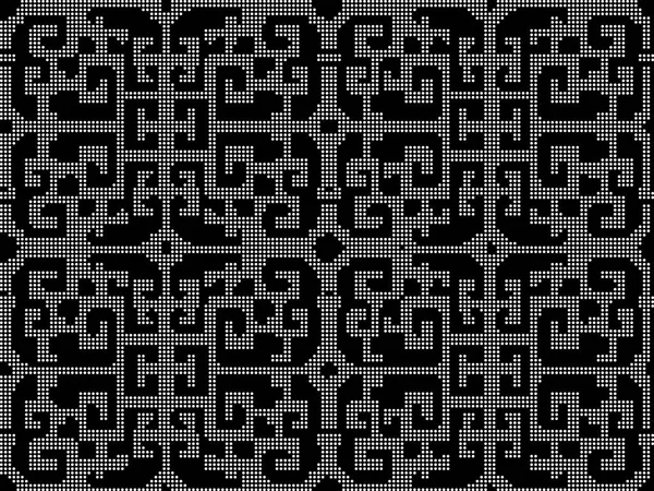 Halvton rund svart sömlös bakgrund spiral geometri cross f — Stock vektor