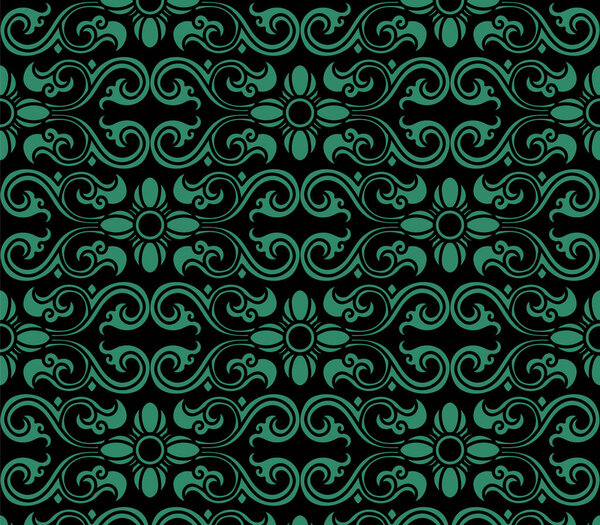 Seamless Chinese Background Curve Spiral Cross Flower