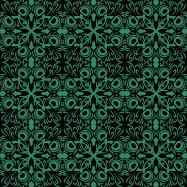 Antika sorunsuz yeşil arka plan tavus kuşu tüyü kaleydoskop