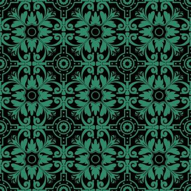 Sarmal çiçek yuvarlak antika sorunsuz yeşil arka plan