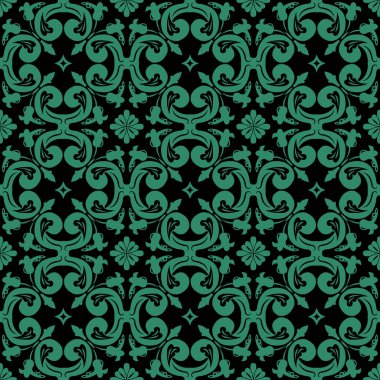 Sarmal çiçek yuvarlak antika sorunsuz yeşil arka plan