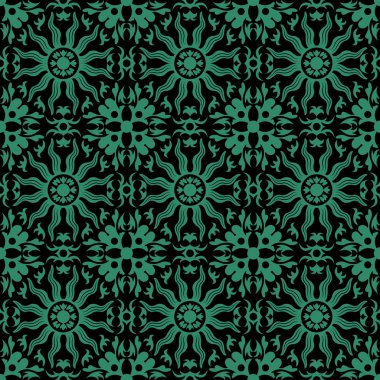 Antika sorunsuz yeşil arka plan güneş yuvarlak çiçek çiçek Dürbünü