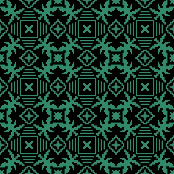 Античный бесшовный зеленый фон Геометрия квадратного креста мозаики — стоковый вектор