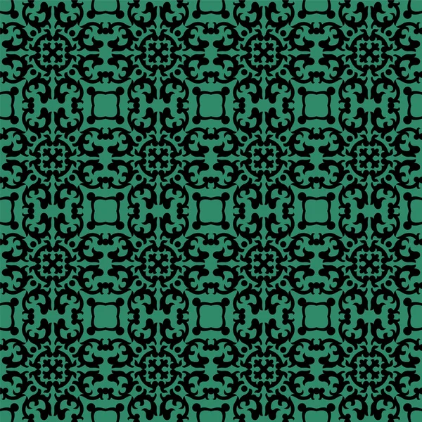 Antika sömlös grön bakgrund spiral runt torget kaleidosco — Stock vektor
