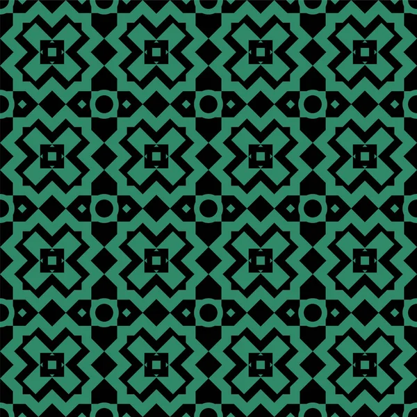Antika sömlös grön bakgrund fyrkantig kors kontrollera geometri — Stock vektor