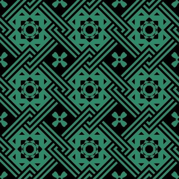 Antiguo fondo verde sin costura cruz cuadrado marco flor — Vector de stock