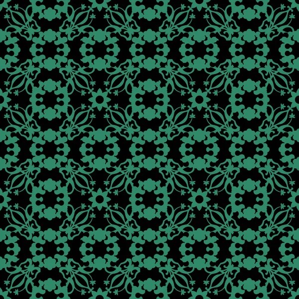 Antique seamless green background round flower kaleidoscope — Stock Vector