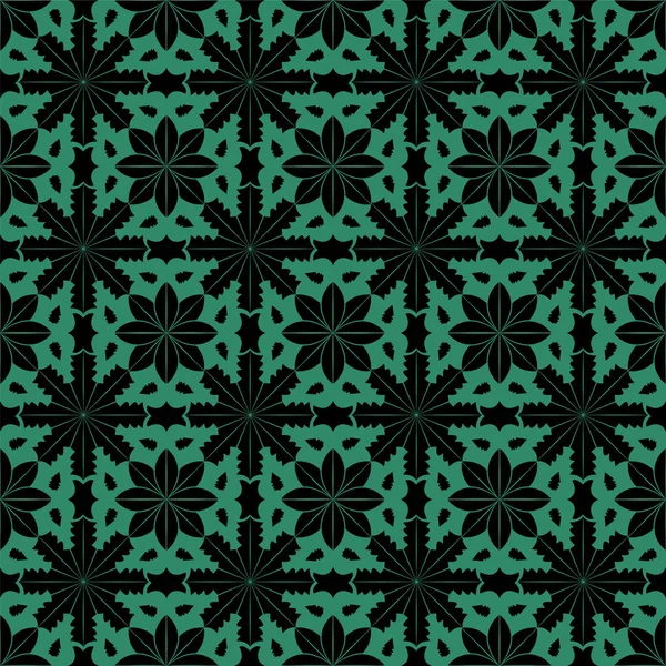 Antique fond vert sans couture contour fleur croix kaléidosc — Image vectorielle