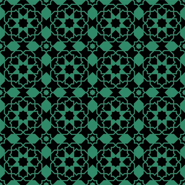 Antika sömlös grön bakgrund Islam star cross geometri — Stock vektor