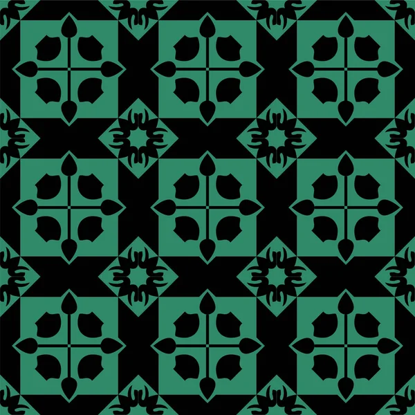 Antique fond vert sans couture géométrie croix carrée — Image vectorielle