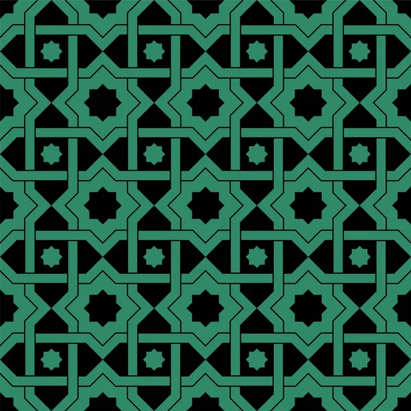 Antike nahtlose grüne Hintergrund Kreuz Stern Rahmen — Stockvektor