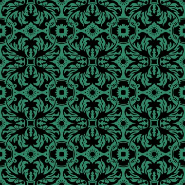 Antika sorunsuz yeşil arka plan sarmal yaprak yuvarlak çiçek