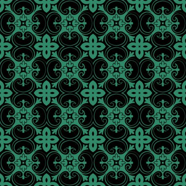 Antika sorunsuz yeşil arka plan egzotik eğrisi sarmal çapraz akış