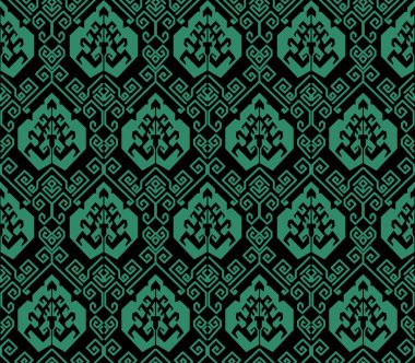 Antika sorunsuz yeşil arka plan oryantal sarmal geometri hat
