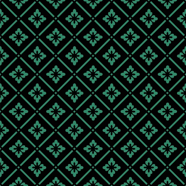 Antiguo fondo verde sin costuras verificación vintage flor cruz — Vector de stock