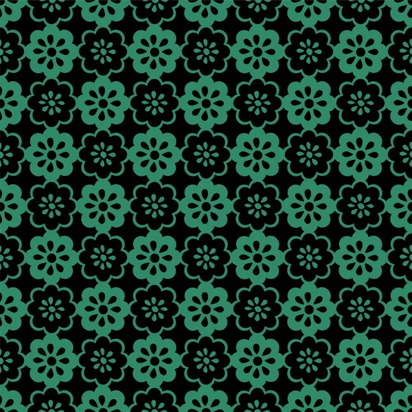 Antiguo fondo verde sin costuras marco de flores de cruz redonda — Vector de stock