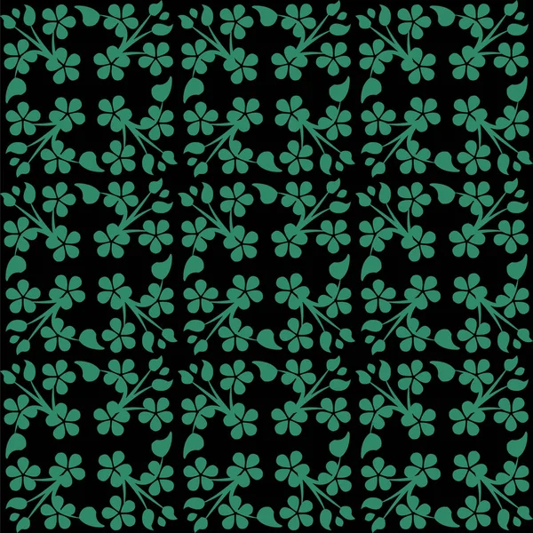 Antique seamless green background cross clover leaf vine — Stock Vector