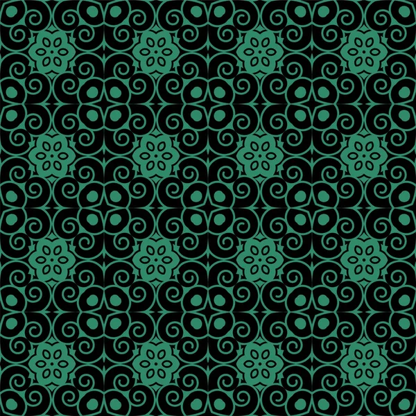 Fondo verde inconsútil antiguo espiral redonda flor caleidosco — Vector de stock