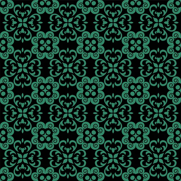 Antique seamless green background spiral cross round kaleidoscop — Stock Vector