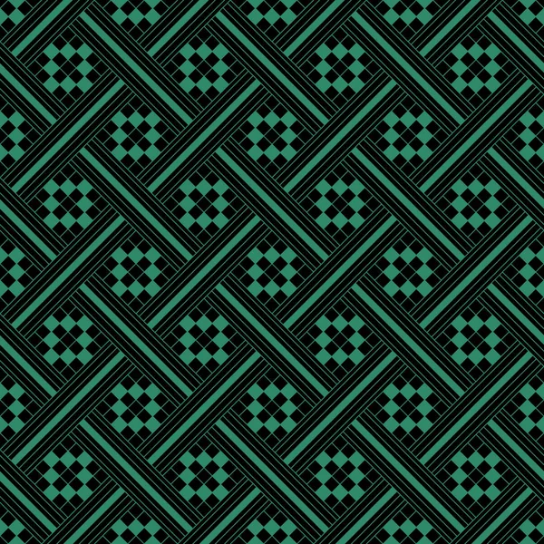 Antique sem costura verde fundo verificação geometria cruz mosaico — Vetor de Stock