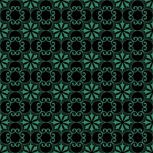 Antike nahtlose grüne Hintergrund Spirale Kurve Blume Kaleidosco — Stockvektor