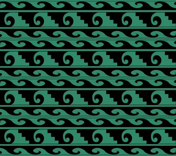 Antyczny bezszwowe tło zielony spiralny łuk fala geometria — Wektor stockowy