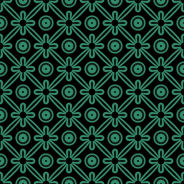 골동품 원활한 녹색 배경 라운드 크로스 리본 꽃 — 스톡 벡터