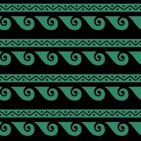 Античная бесшовная зеленая спиральная круглая волновая геометрия — стоковый вектор
