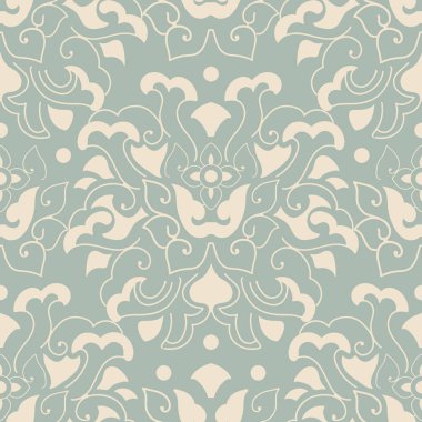 Antika sorunsuz arka plan eğrisi sarmal çiçek çerçeve