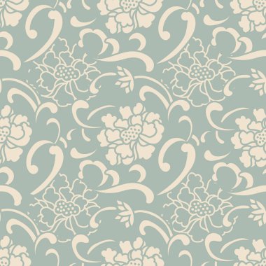 Antika sorunsuz arka plan sarmal eğri Şakayık çiçeği