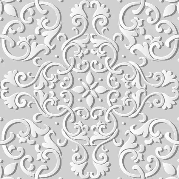 3D papier art spirale courbe croix fleur feuille vigne — Image vectorielle