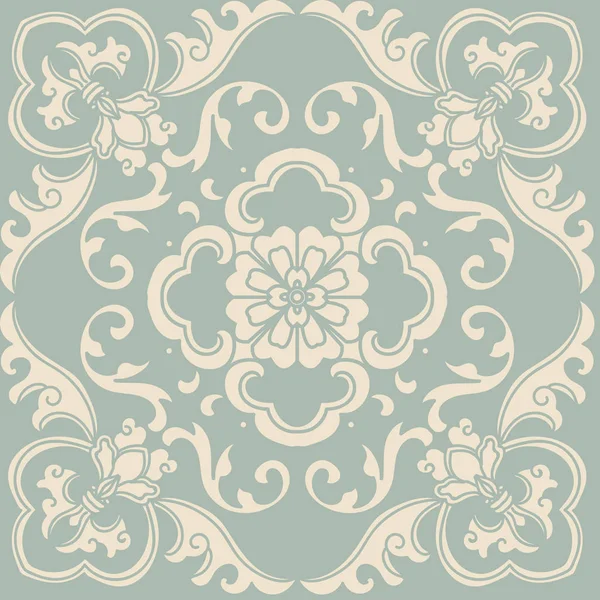 Antique sans couture fond spirale courbe feuille fleur — Image vectorielle