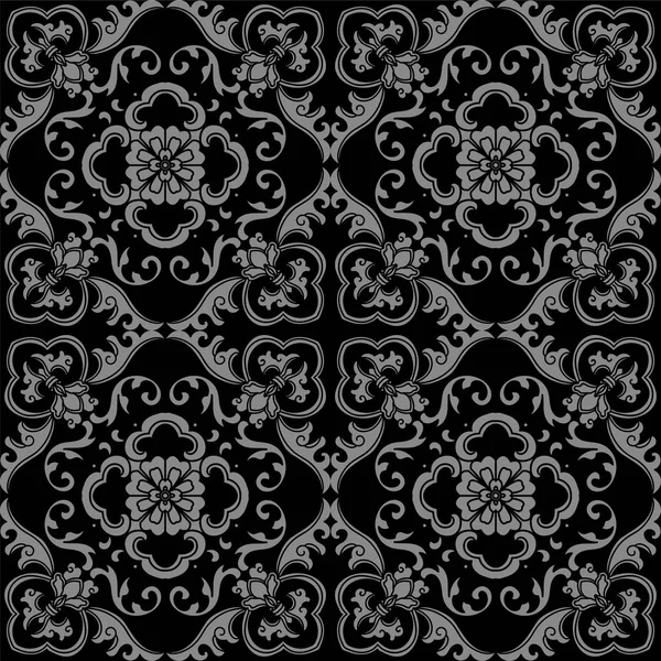 Antique fond sans couture spirale feuille de vigne fleur — Image vectorielle