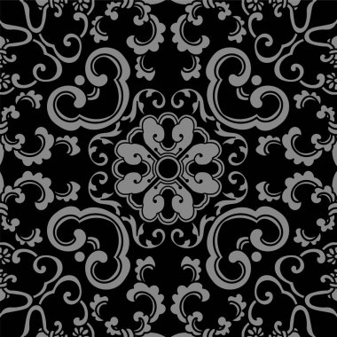 Antika sorunsuz arka plan eğrisi sarmal asma çiçek çapraz