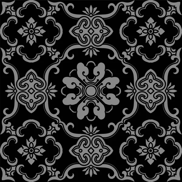 Antique sem costura curva de fundo espiral cruz flor — Vetor de Stock