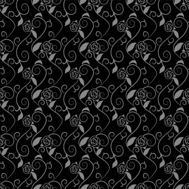 Antika sorunsuz arka plan sarmal yaprak asma gül çiçek