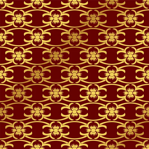 Sans couture Golden Chinese Arrière-plan courbe croix fleur de vigne croix — Image vectorielle