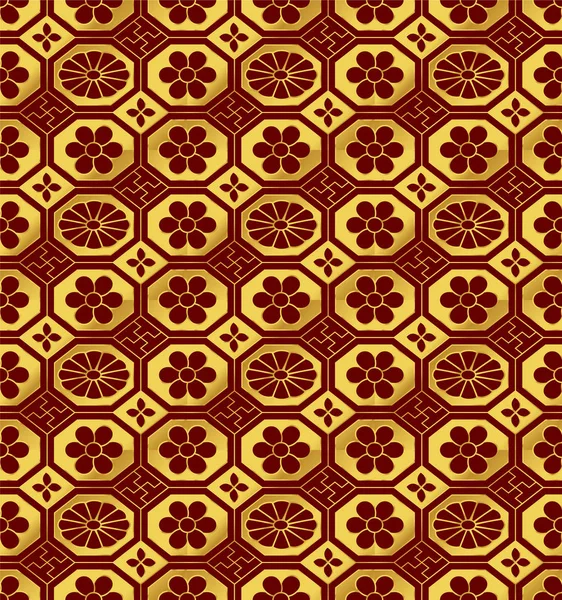 Seamless Golden Chinês Fundo retro octógono verificar cruz fra — Vetor de Stock