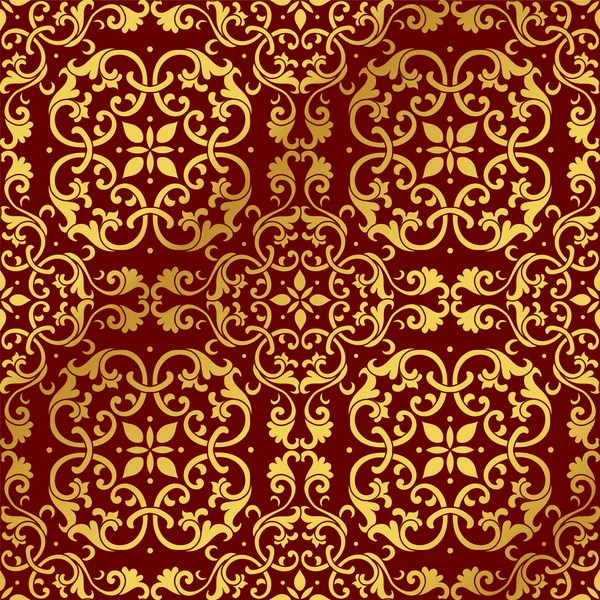 Sans couture Golden Chinese Arrière-plan spirale courbe croix fleur lea — Image vectorielle