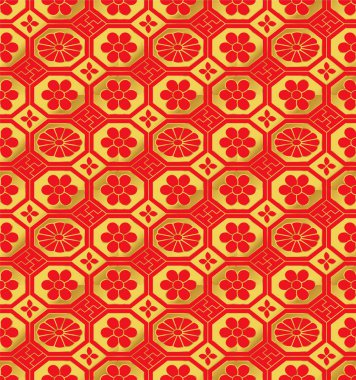 Sorunsuz altın Çin arka plan retro sekizgen kontrol çapraz fra