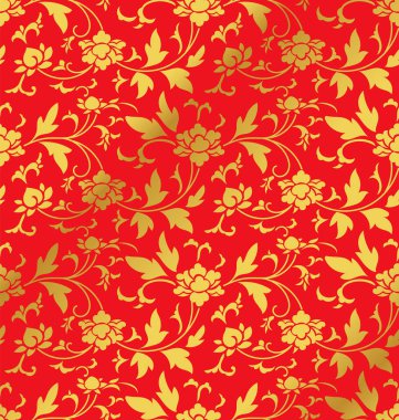 Sorunsuz altın Çin arka plan retro Botanik Bahçe çiçek v