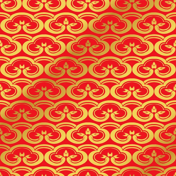 Seamless Golden Chinese Background curva espiral cross frame flow — Vetor de Stock