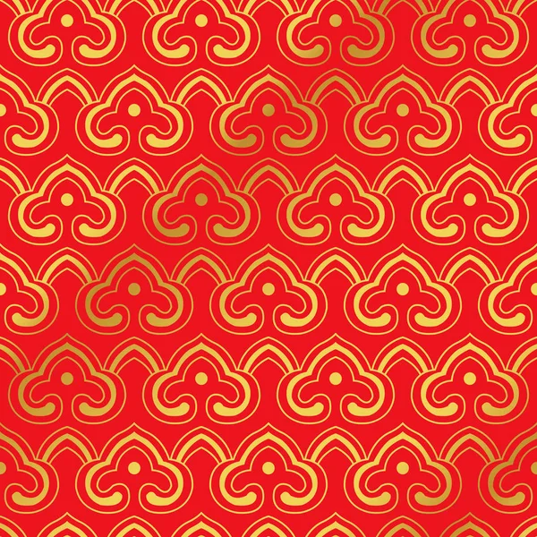 Бесшовные Золотой китайский фон ретро-восточные кривые кросс — стоковый вектор