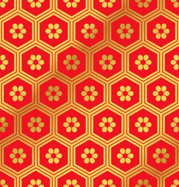 Sorunsuz altın Çin arka plan oryantal altıgen çokgen fram