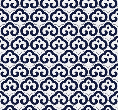 Kesintisiz mavi Çin arka plan oryantal eğrisi sarmal çapraz fra