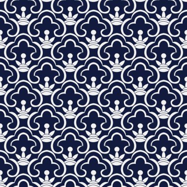 Kesintisiz mavi Çin arka plan Çin Kraliyet trefoil cro eğri