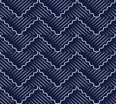 Kesintisiz mavi Çin arka plan dalga oryantal eğrisi çapraz geome